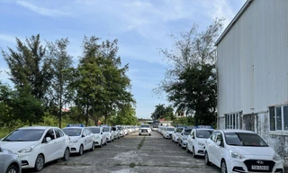 Xe nằm phơi sương, phơi nắng tại nhiều bãi ở Hải Phòngvì không có khách. Ảnh: Thanh Hải