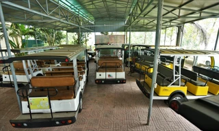 Loạt xe điện “đắp chiếu” tại Khu di tích Ngã ba Đồng Lộc