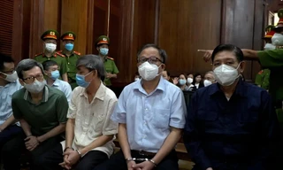 Các bị cáo tại phiên tòa. Ảnh: PV