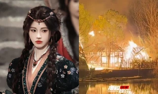 Phim trường “Nguyệt Lân Ỷ Kỷ” bốc cháy dữ dội, Cúc Tịnh Y thoát kịp thời