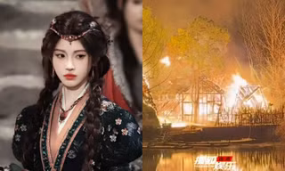 Phim trường “Nguyệt Lân Ỷ Kỷ” bốc cháy dữ dội, Cúc Tịnh Y thoát kịp thời