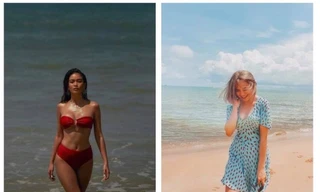 Cùng khoe ảnh chụp ở bãi biển, Mâu Thủy và Thái Trinh lại có hai tâm trạng đối lập nhau