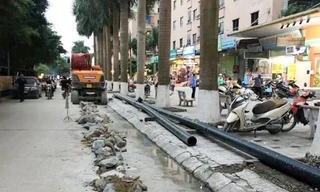 Việc thi công lắp ống nước khi chưa được sự cho phép đã bị lập biên bản dừng tại KĐT Đại Thanh