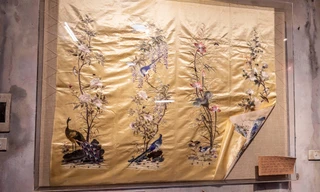 Trưng bày tranh thêu cổ từ thời Đông Dương dịp 419 năm Ông tổ nghề thêu