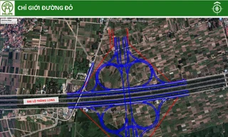 Sơ đồ chỉ giới đường đỏ nút giao giữa đường Vành đai 4 với Đại lộ Thăng Long