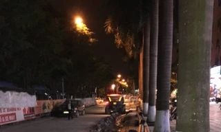 Hiện trường sửa chữa, đào đường vào KĐT Đại Thanh