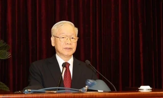 Hình ảnh Tổng Bí thư Nguyễn Phú Trọng phát biểu khai mạc Hội nghị Trung ương lần thứ sáu