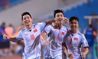 Các cầu thủ U23 Việt Nam ăn mừng bàn thắng. Ảnh: Như Ý