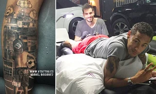 Neymar xăm hình mới bên bắp chân