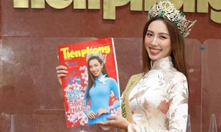 Hoa hậu Thùy Tiên về nhà 