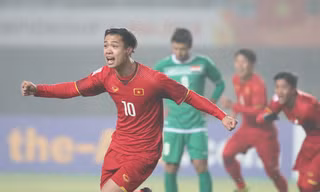 Công Phượng ăn mừng bàn mở tỷ số ở trận gặp U23 Iraq. Ảnh: Vnexpress
