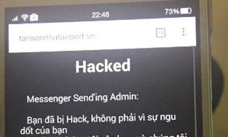 Lời cảnh báo của tin tặc trên website sân bay Tân Sơn Nhất.