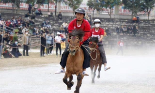 Các vận động viên tranh tài trên đường đua (Ảnh: TTXVN)