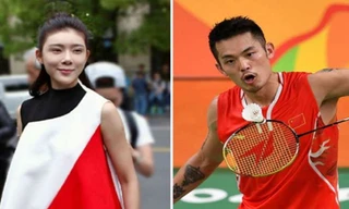 Lin Dan (phải) và người mẫu Triệu Nhã Kỳ 