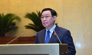 Chủ tịch Quốc hội Vương Đình Huệ phát biểu bế mạc kỳ họp. Ảnh Như Ý