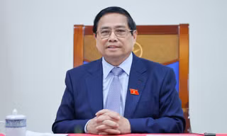 Thủ tướng Phạm Minh Chính tại cuộc điện đàm với Thủ tướng Úc Anthony Albanese. Ảnh: VGP