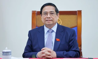 Thủ tướng Phạm Minh Chính tại cuộc điện đàm với Thủ tướng Úc Anthony Albanese. Ảnh: VGP