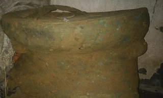 Trống đồng cổ vừa được phát hiện. Ảnh: CTV 