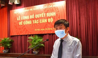 PGS,TS. Phạm Minh Sơn, tân Giám đốc Học viện Báo chí và Tuyên truyền phát biểu nhận nhiệm vụ