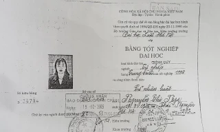 Bằng tốt nghiệp Đại học Luật Hà Nội của bà Nguyễn Thị Nga - Thẩm phán TAND thành phố Thái Nguyên, tỉnh Thái Nguyên vừa bị thu hồi (Ảnh: Thế Kha).