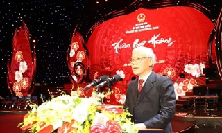 Tổng Bí thư, Chủ tịch nước Nguyễn Phú Trọng phát biểu chúc mừng bà con kiều bào. Ảnh: Trí Dũng /TTXVN