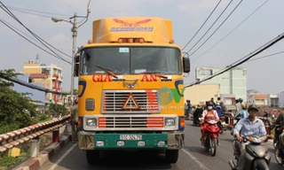 Chiếc xe container trong vụ tai nạn.