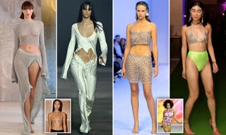 Dàn mẫu mặc đồ lưới, ngực trần catwalk