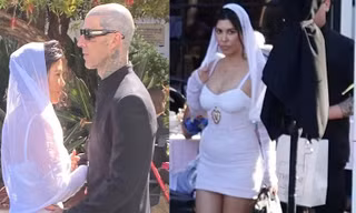 Kourtney Kardashian mặc váy ngắn cũn khoe body ‘bốc lửa’ trong đám cưới lần 2