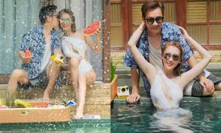 Bà xã ‘Đoàn Dự’ Trần Hạo Dân mặc áo tắm cắt xẻ táo bạo, mẹ bốn con vẫn ‘mòn con mắt’