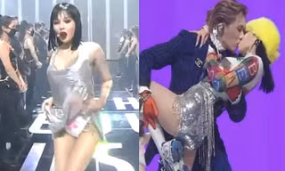 ‘Nữ hoàng gợi cảm K-pop' tốc váy lộ nội y phản cảm, hôn đắm đuối tình trẻ trên sân khấu