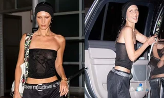Bella Hadid mặc áo xuyên thấu lộ ngực trần, nhan sắc ‘tuột dốc’ gây sốc
