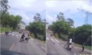 Vừa đứng dậy sau tai nạn, thanh niên đen đủi bị xe khác hất bay người