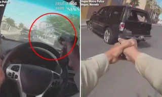 Cảnh rượt đuổi, đấu súng trên xe cảnh sát như phim hành động