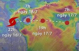 Đường đi của bão Sơn Tinh với sức gió tới 75km/h
