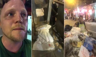 Ông Tây mướt mồ hôi dọn rác trên phố cổ đêm Trung thu