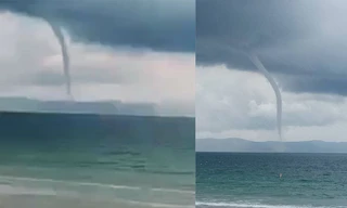 Vòi rồng cao hàng trăm mét trên biển