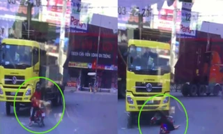 Người phụ nữ suýt chết vì dừng xe giữa đường bị ôtô tải tông