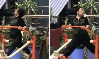 Bác gái trung niên tập thể dục buổi sáng với thần thái cực phiêu 