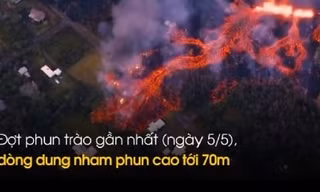 Cận cảnh núi lửa phun trào, 'nhuộm đỏ' đảo thiên đường Hawaii