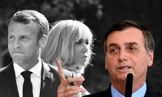 Tổng thống Brazil Jair Bolsonaro (phải) từng chế giễu Tổng thống Pháp Emmanuel Macron và phu nhân trên Facebook. Ảnh: Salon