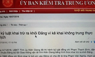 Bị khai trừ Đảng vì kê khai lý lịch không trung thực