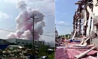 Hiện trường vụ nổ. Ảnh: Tân Hoa Xã