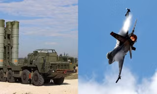 Hệ thống S-400 của Nga (trái) và máy bay F-16 của Mỹ (phải). Ảnh: AFP/Reuters