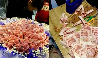 ‘Soái ca’ tự gói bó hoa tiền mặt giá 33 triệu đồng tặng bạn gái