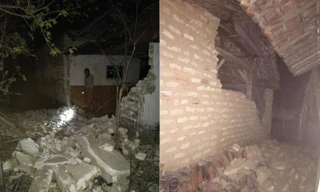 Nhà cửa bị hư hại trong trận động đất sáng sớm 11/10 ở Indonesia. Ảnh: BNPB