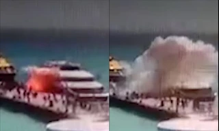 Khoảnh khắc phà du lịch phát nổ khiến 25 du khách bị thương