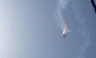 Hình ảnh được cho là máy bay không người lái Mỹ bị bắn rơi. Ảnh: IRNA