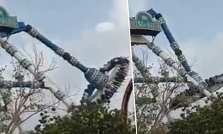 Khoảnh khắc đu văng gãy đôi. Ảnh cắt từ video