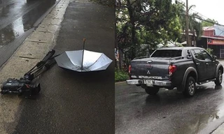 Chiếc máy quay trị giá hơn 1 tỉ bị hư hỏng và chiếc xe ô tô bán tải.