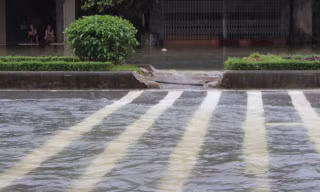 Hà Tĩnh: Quốc lộ ngập úng, dân phá dải phân cách khơi thông